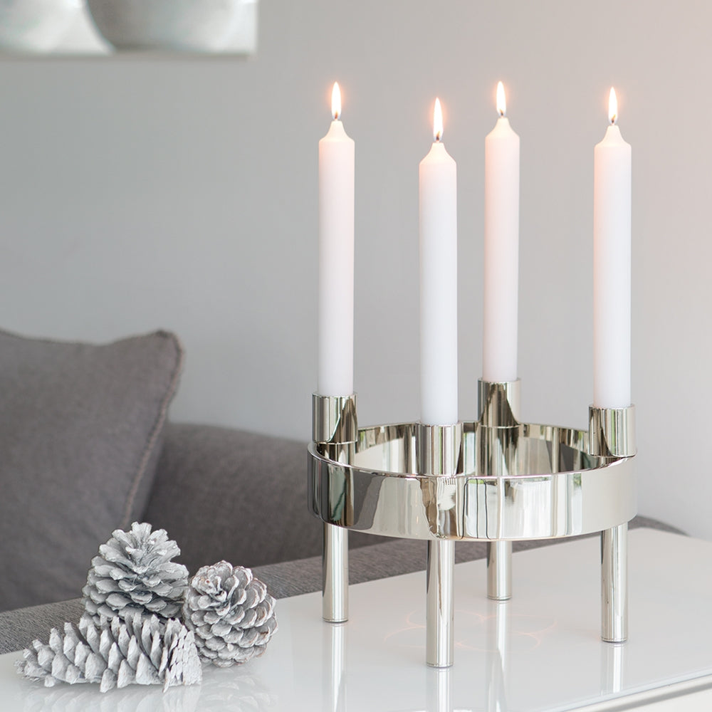 Decorative stick candle, metallic white, 9.8 in - SIMONA'S COLLECTION