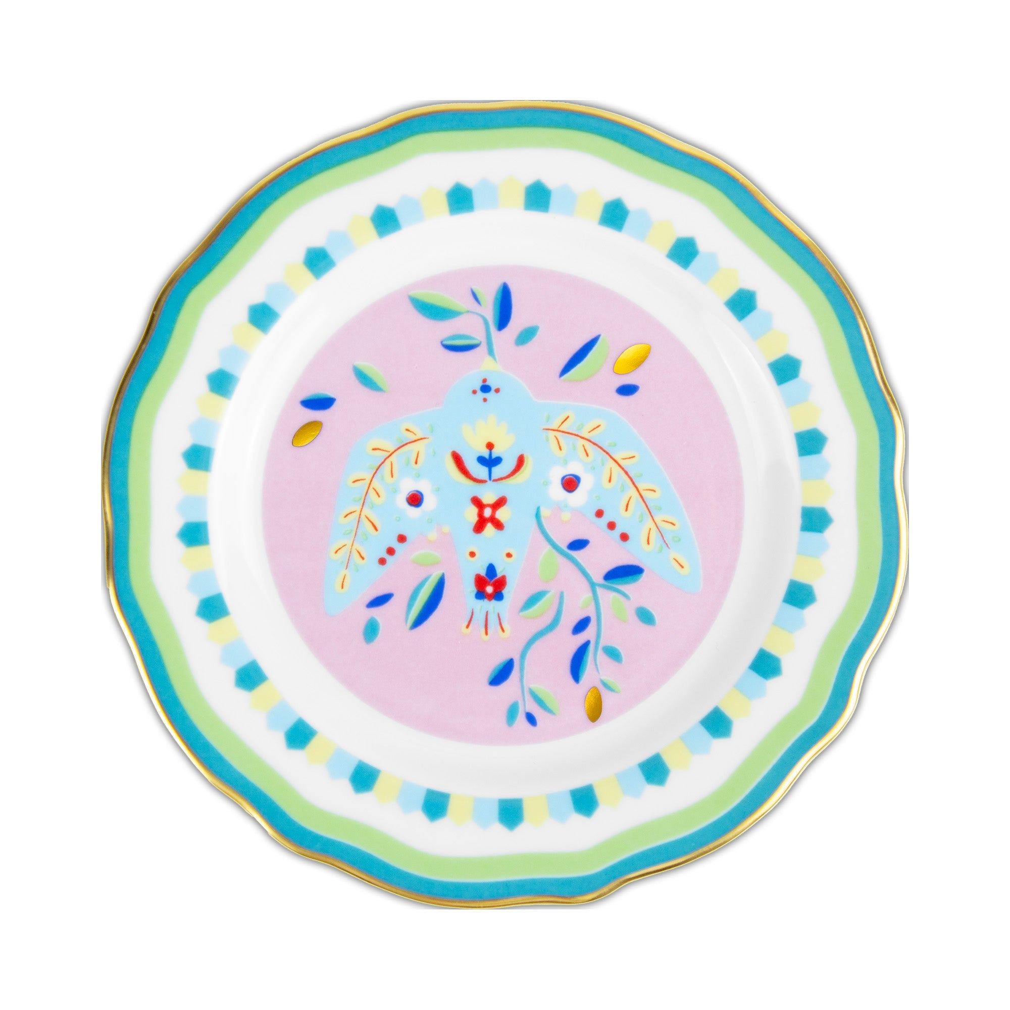 Bread and butter plate, porcelain, 6.3 inches, Mamma Mia Bird - BACI MILANO