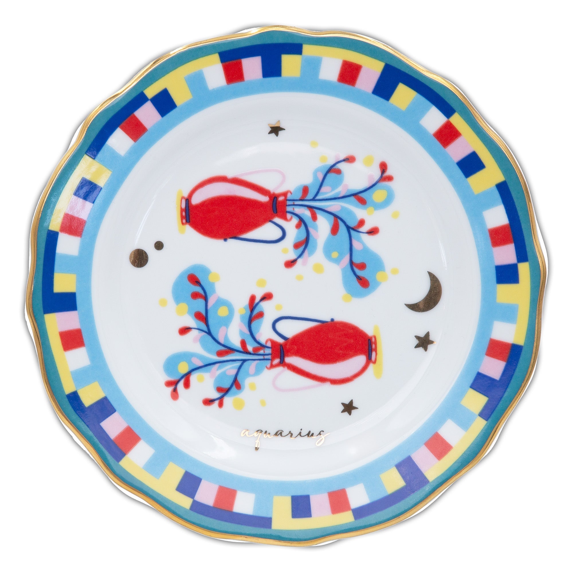 Bread and butter plate, porcelain, 6.3 inches, Zodiac Vibe Aquaris - BACI MILANO