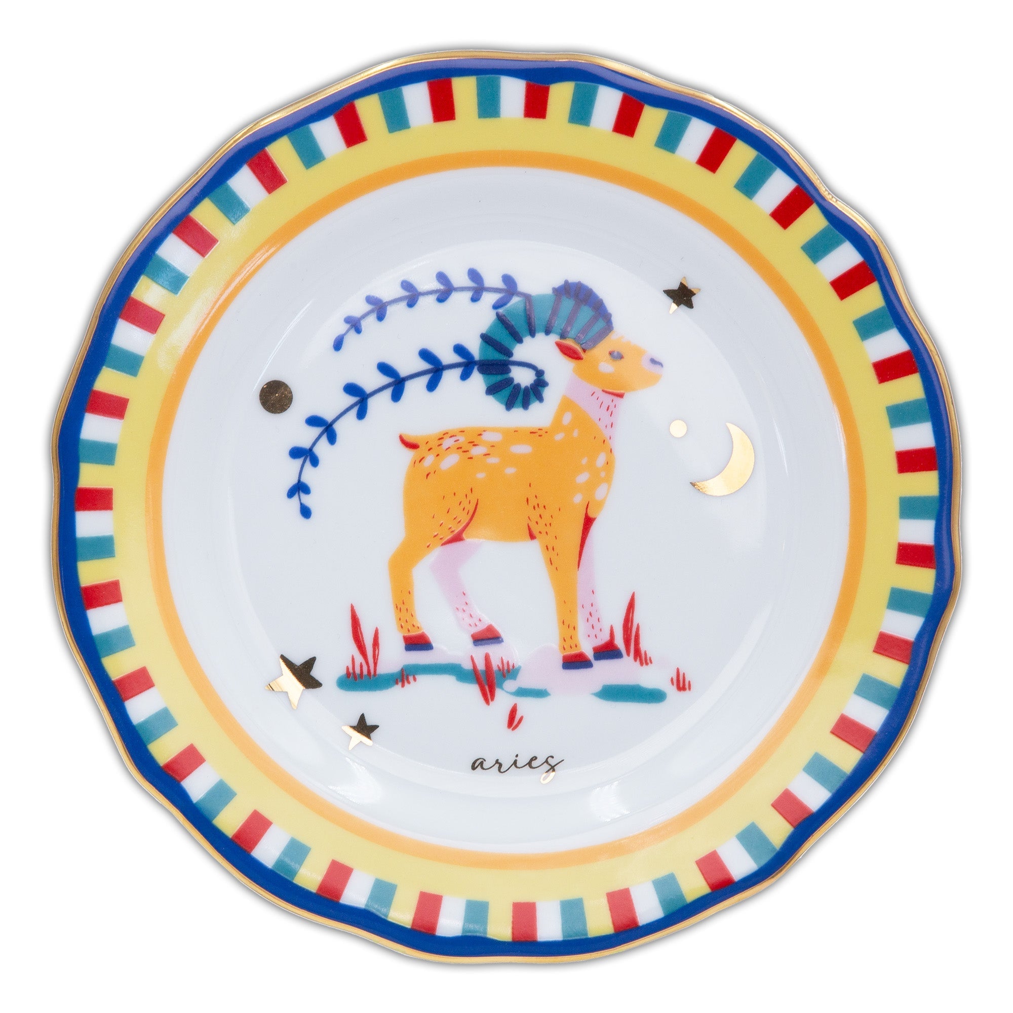 Bread and butter plate, porcelain, 6.3 inches, Zodiac Vibe Aries - BACI MILANO