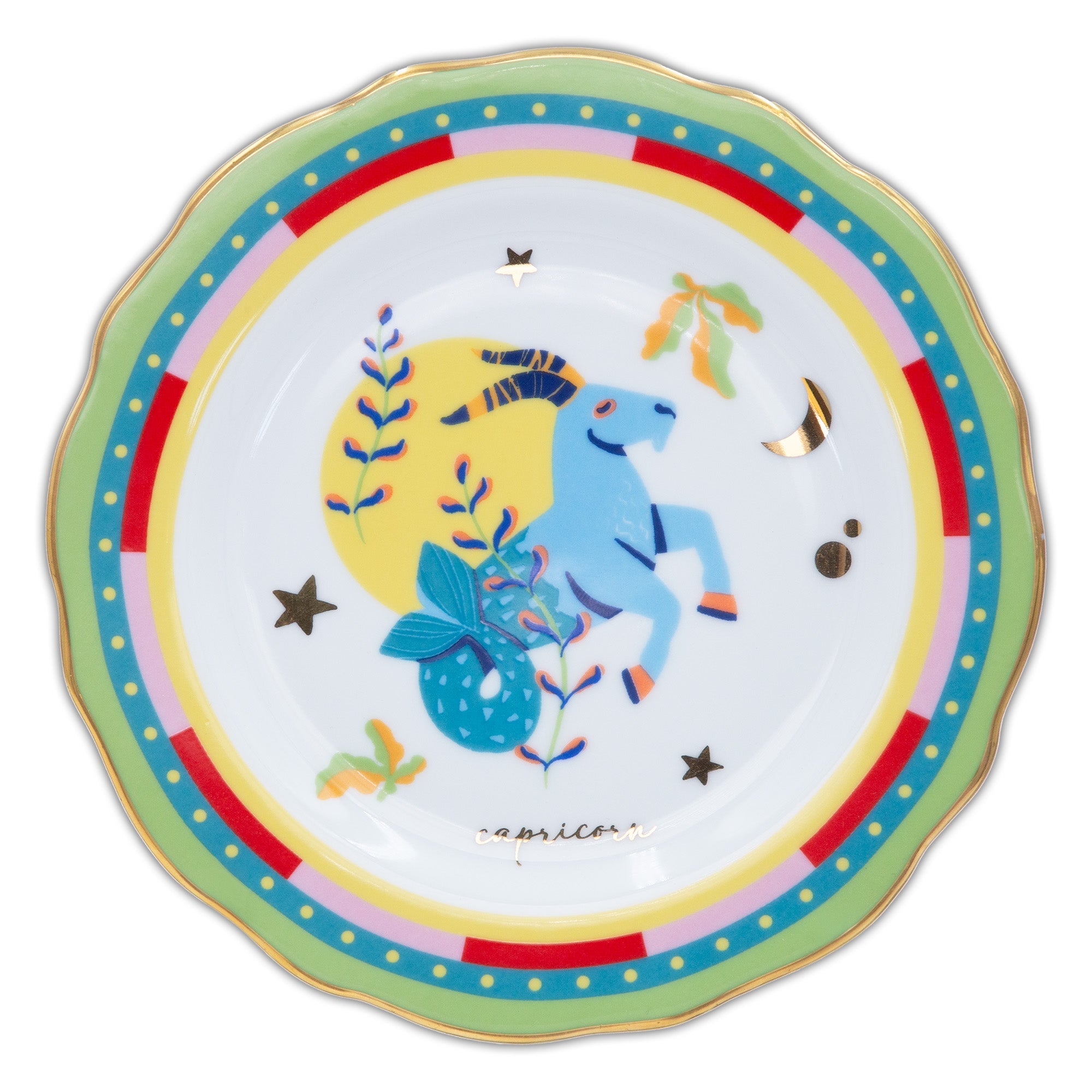 Bread and butter plate, porcelain, 6.3 inches, Zodiac Vibe Capricorn - BACI MILANO