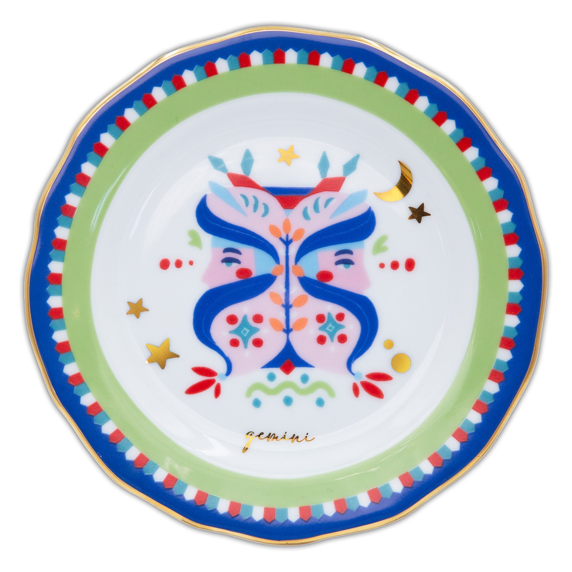Bread and butter plate, porcelain, 6.3 inches, Zodiac Vibe Gemini - BACI MILANO