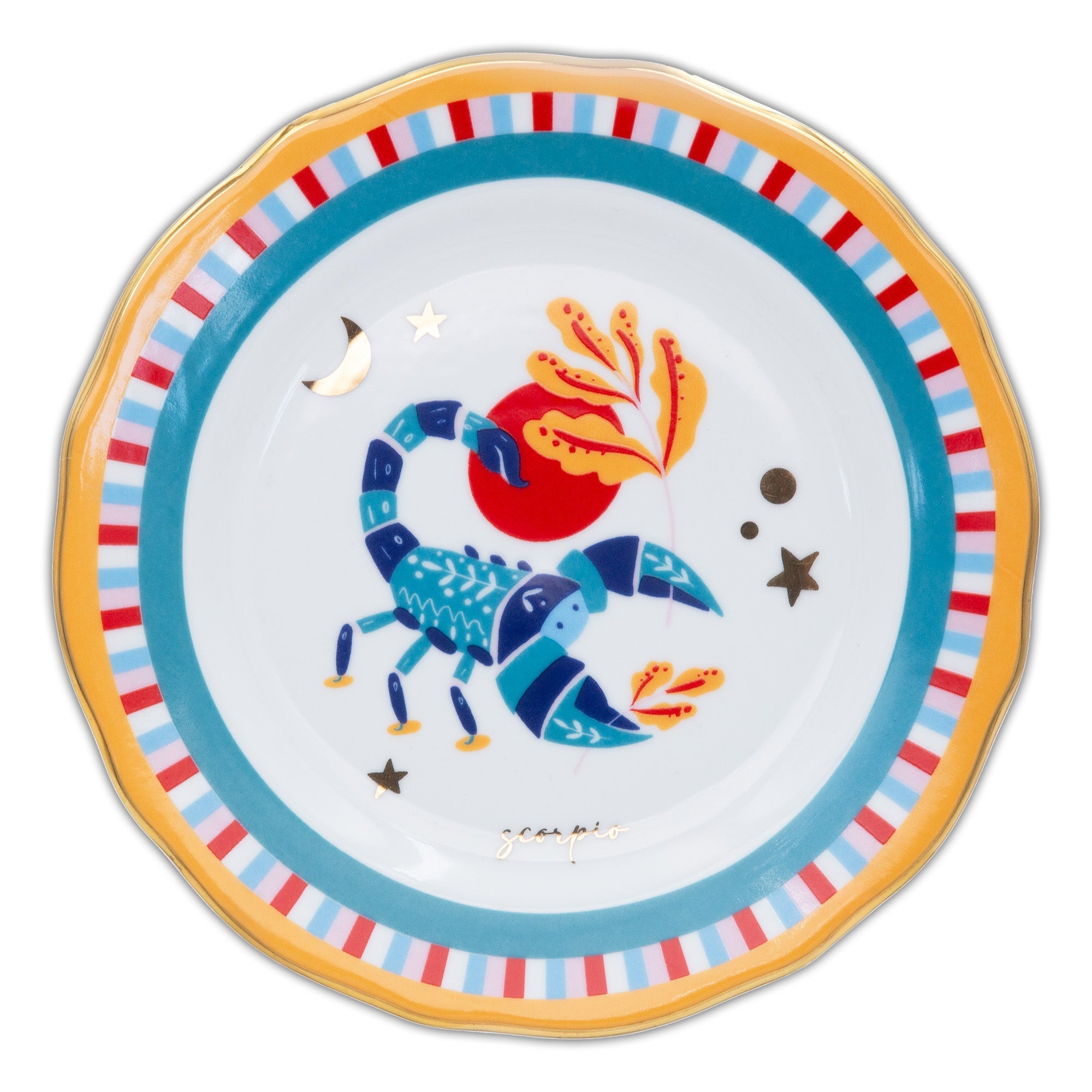 Bread and butter plate, porcelain, 6.3 inches, Zodiac Vibe Scorpio - BACI MILANO