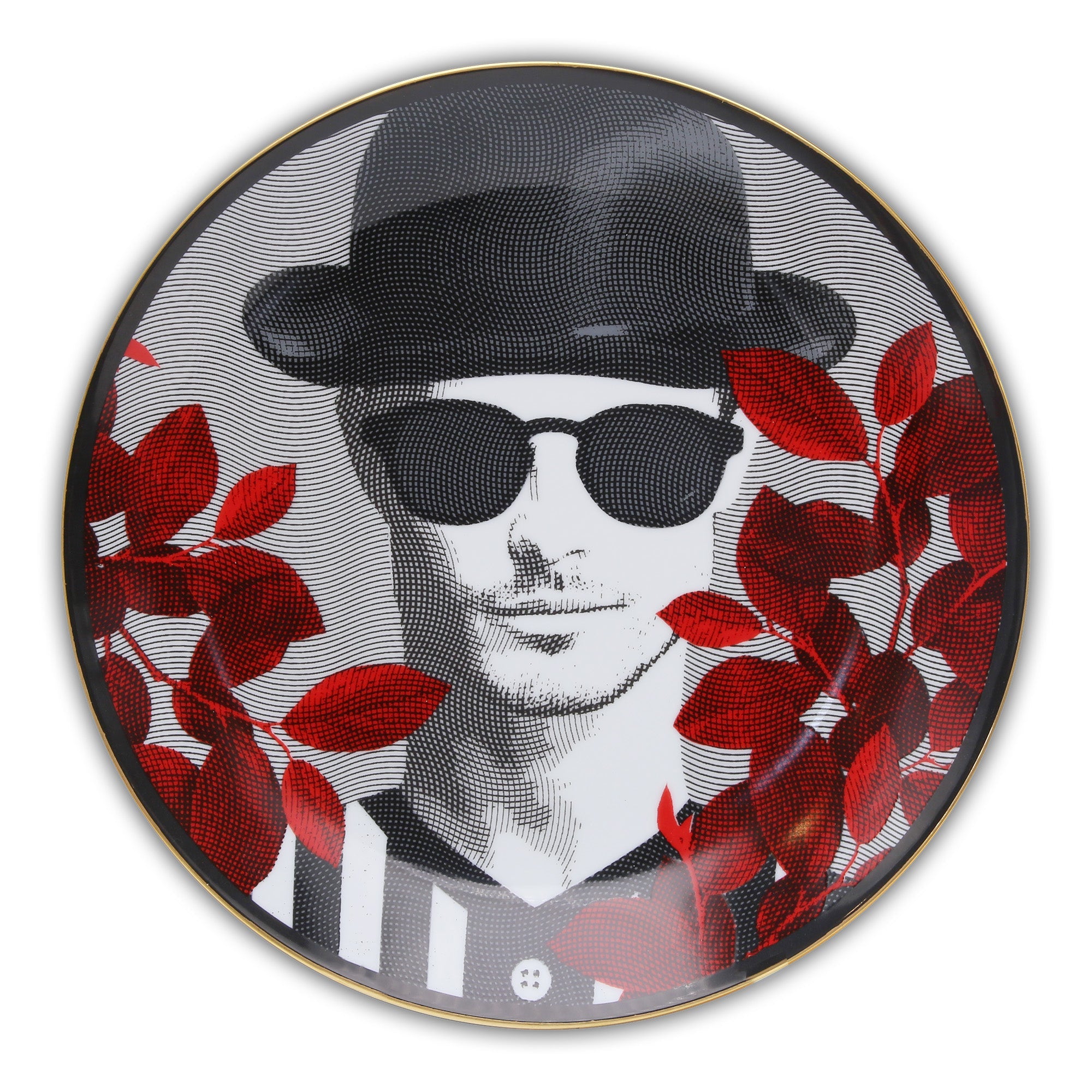 Decorative plate, porcelain, 9.4 inches, The inseparables Mr White - BACI MILANO