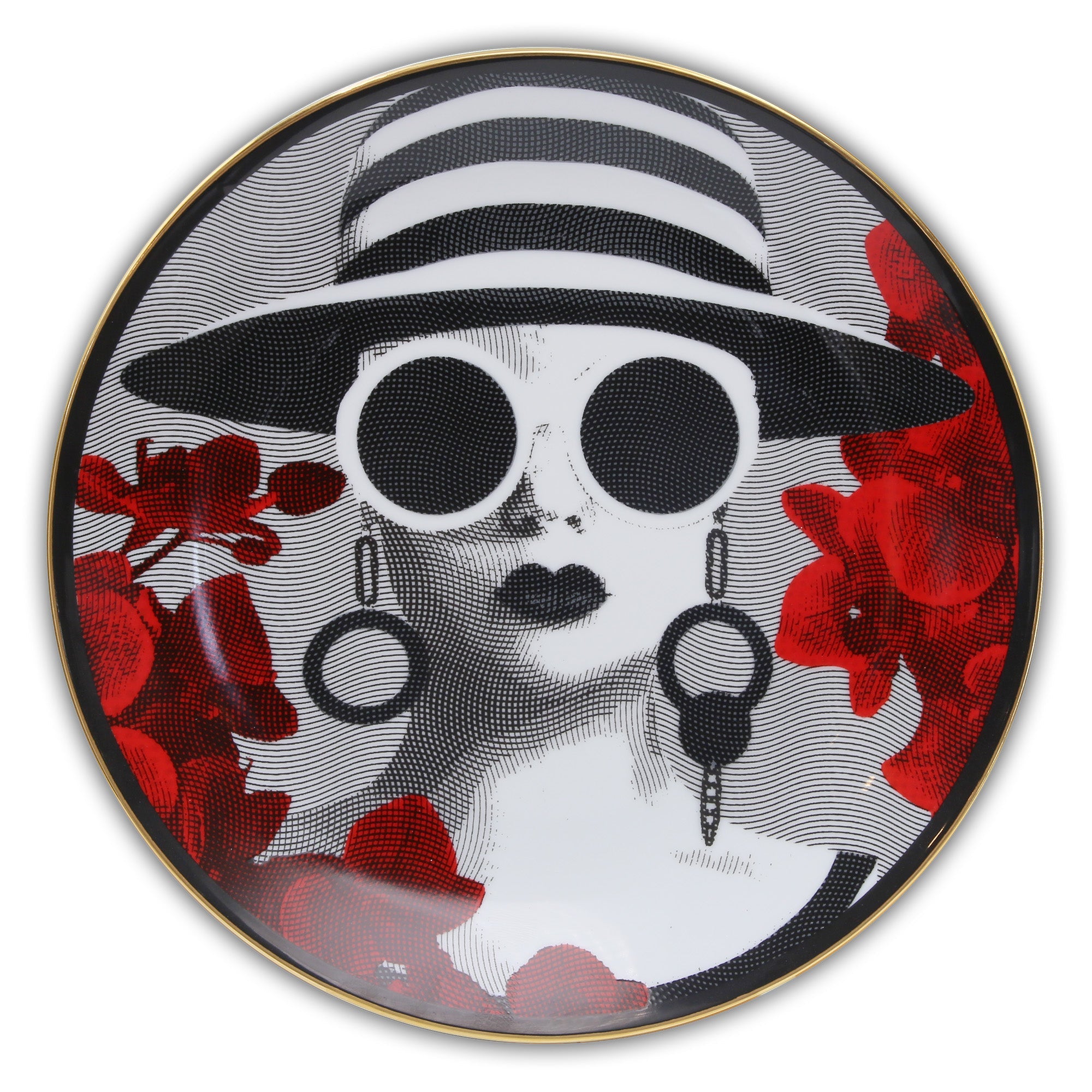 Decorative plate, porcelain, 9.4 inches, The inseparables Mrs White - BACI MILANO