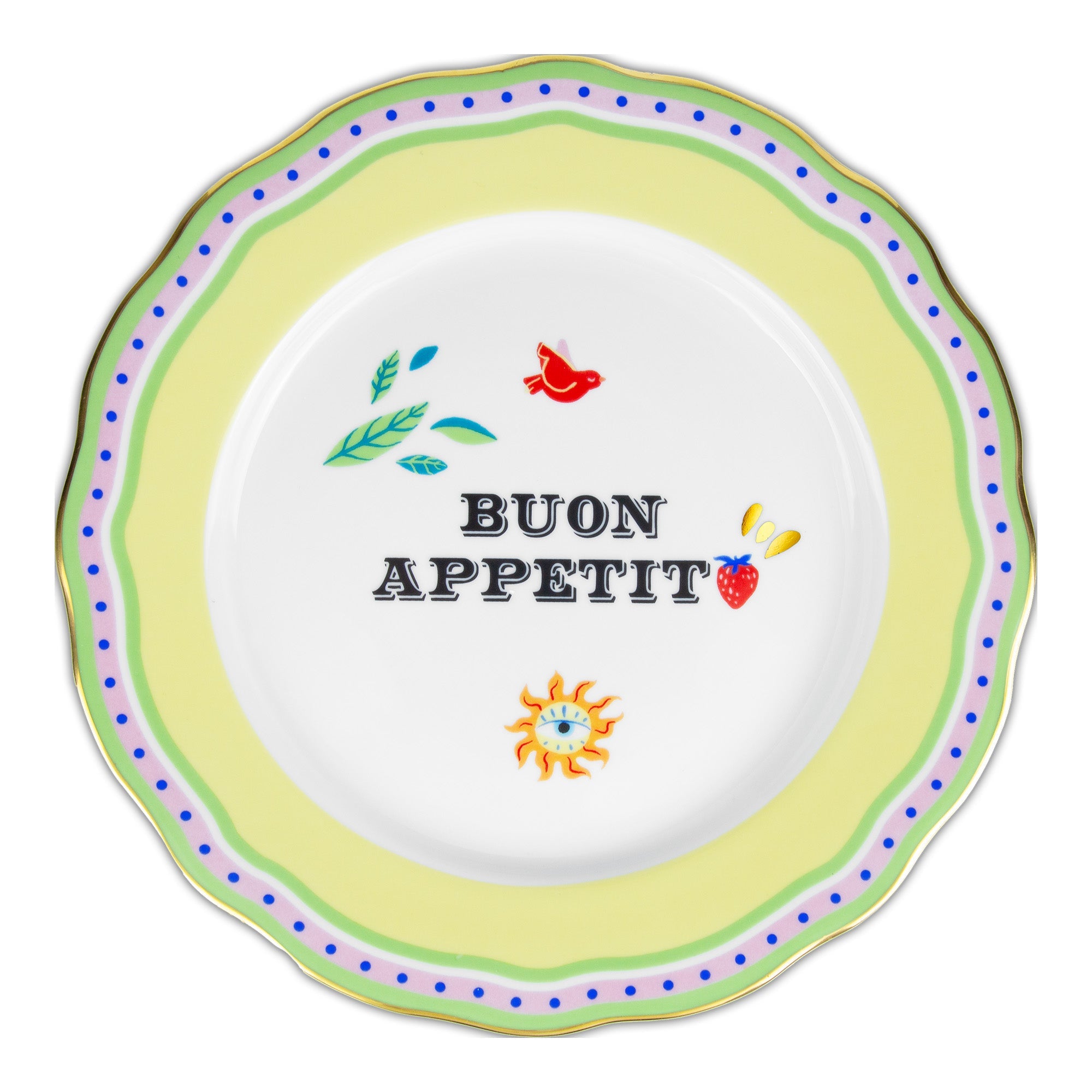 Dinner plate, porcelain, 11 inches, Mamma Mia Buon Appetito - BACI MILANO
