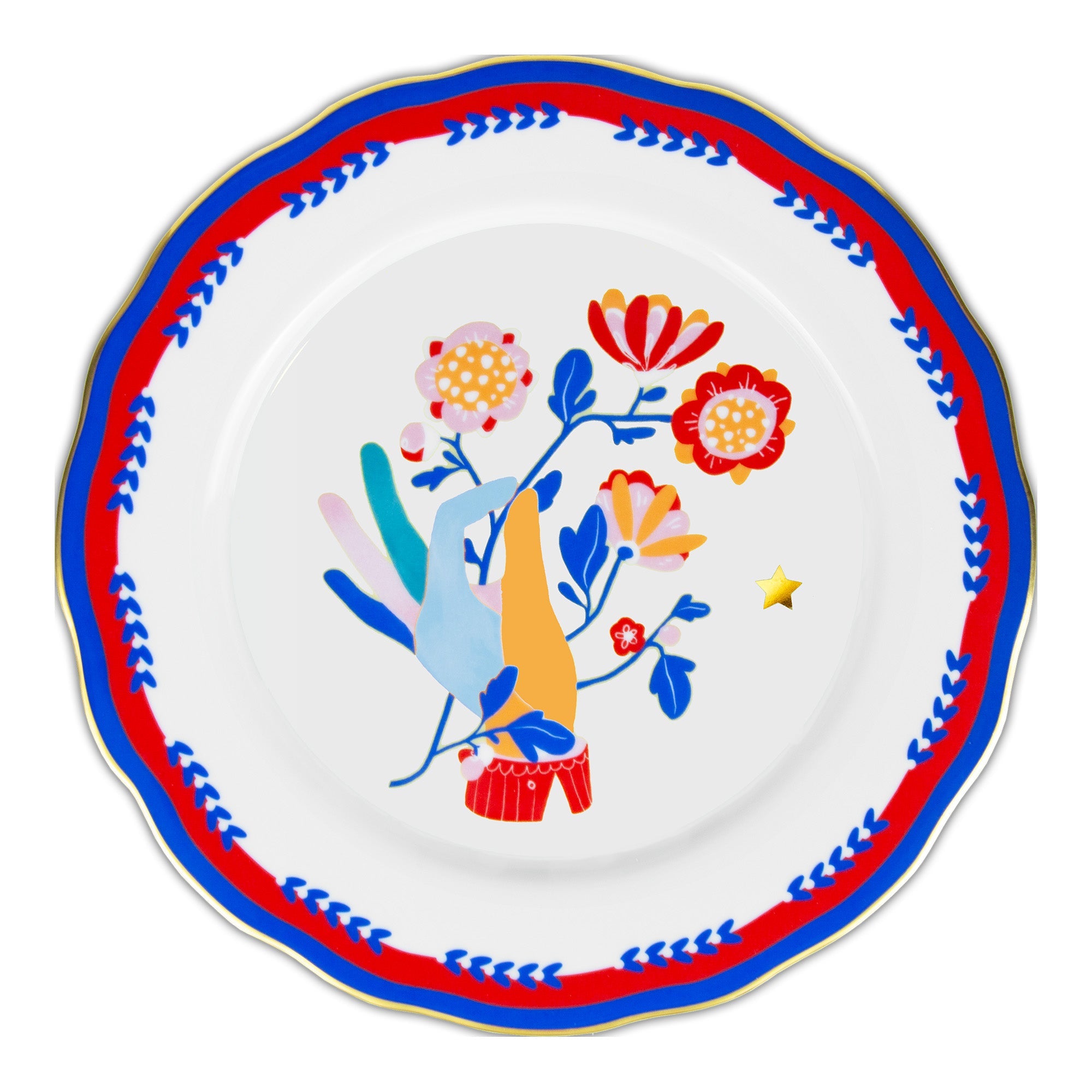 Dinner plate, porcelain, 11 inches, Mamma Mia Hand - BACI MILANO