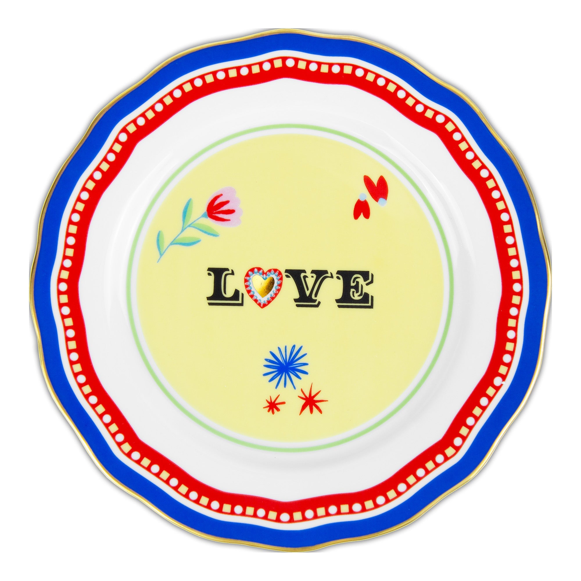 Dessert plate, porcelain, 8.7 inches, Mamma Mia Love - BACI MILANO
