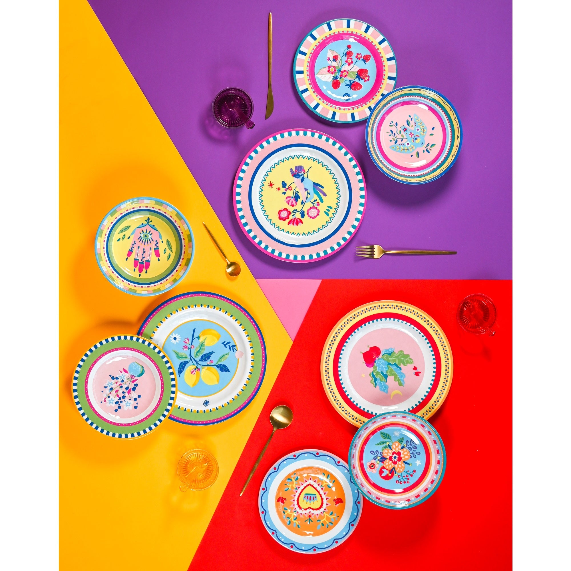 Dinner plate, melamine, 11 inches, Mamma Mia Flowers - BACIMILANO
