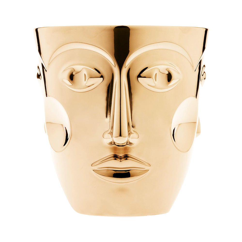 Porcelain Ice Bucket, Faces Gold - SIEGER by FURSTENBERG
