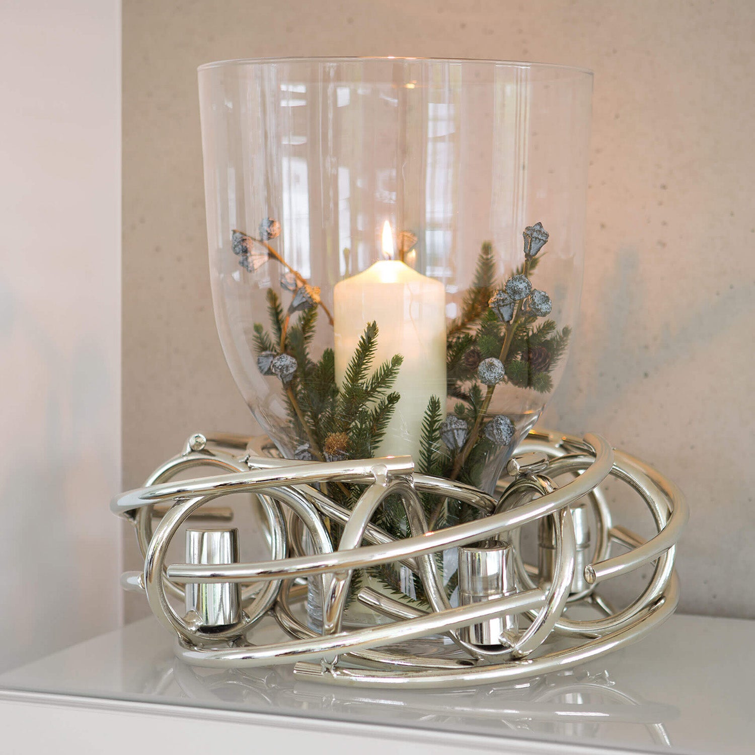 Glass candle holder, 13.39 in, Corona - SIMONA'S COLLECTION