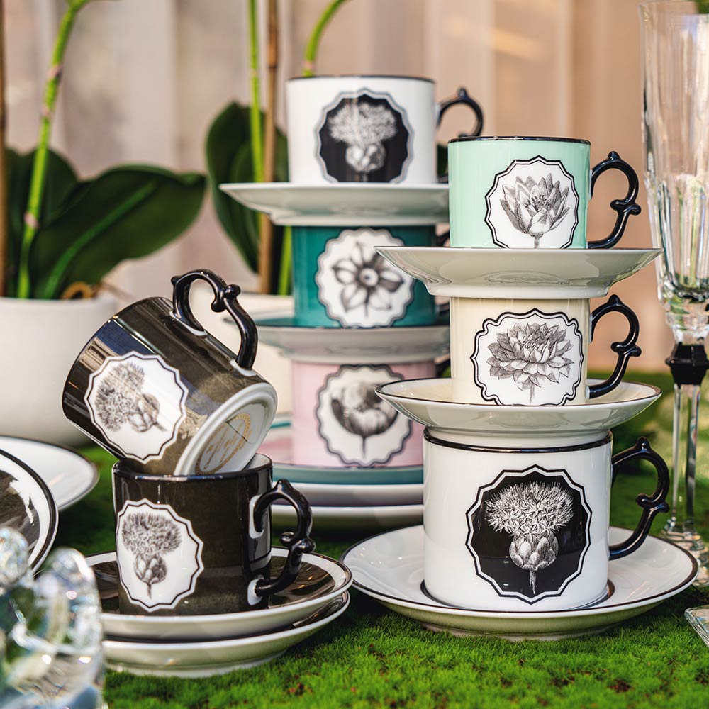 Set of 2 tea cups and saucers, white, Herbariae - CHRISTIAN LACROIX