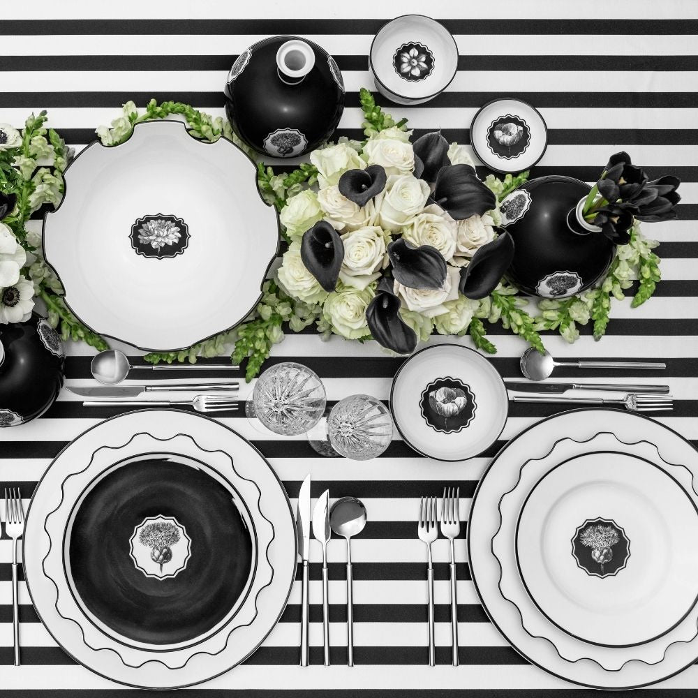 Set of 2 espresso cups and saucers, black, Herbariae - CHRISTIAN LACROIX