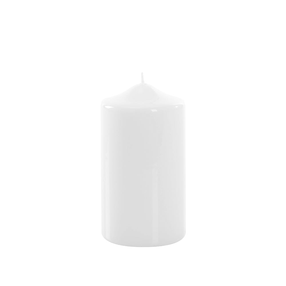 Decorative Cylindrical Candle, Glossy White, 8 x 5.9 inches - SIMONA'S COLLECTION