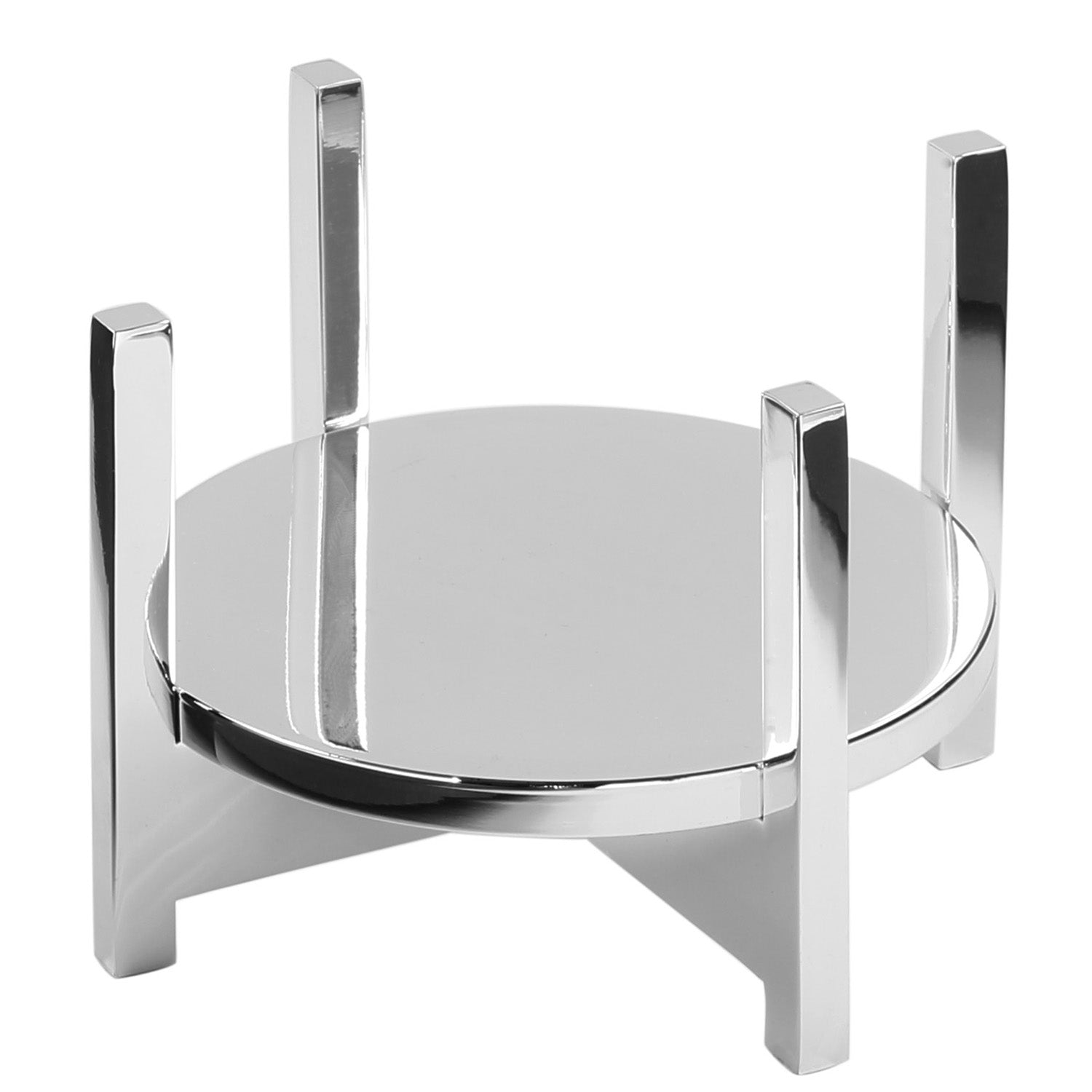 Glass vase with nickel base, 7.08 in, Platinum - SIMONA'S COLLECTION