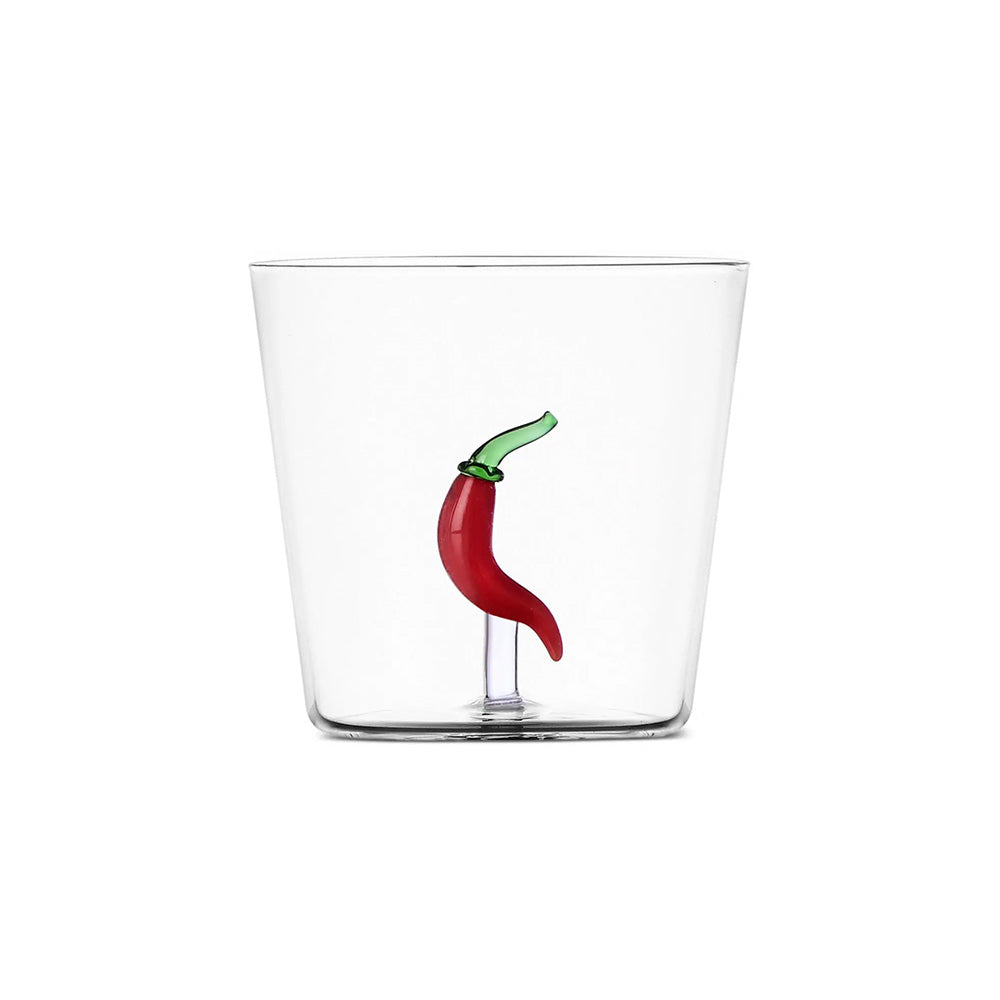 Water glass, 3.15 inches, chili pepper, Vegetables by Alessandra Baldereschi - ICHENDORF