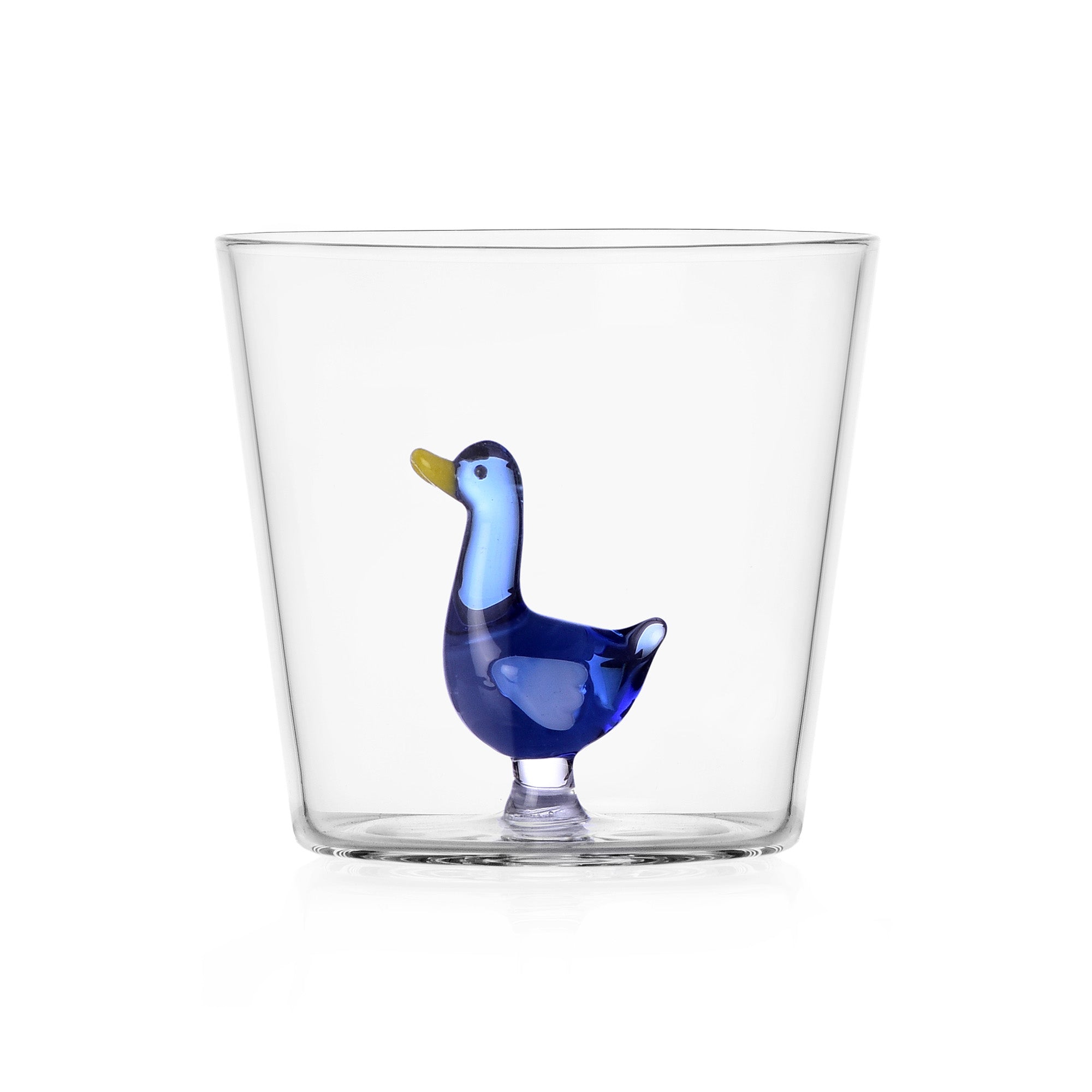 Water glass, 3.1 inches, blue goose, Animal Farm by Alessandra Baldereschi - ICHENDORF