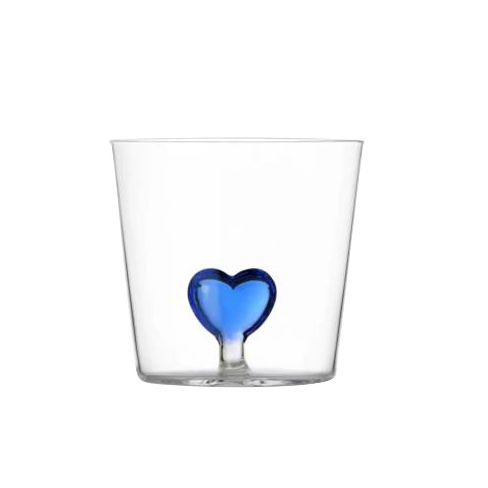 Water glass, 3.15 inches, blue heart, Cuore by Alessandra Baldereschi - ICHENDORF
