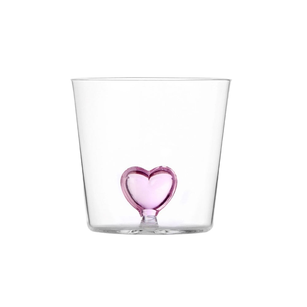 Water glass, 3.15 inches, pink heart, Cuore by Alessandra Baldereschi - ICHENDORF