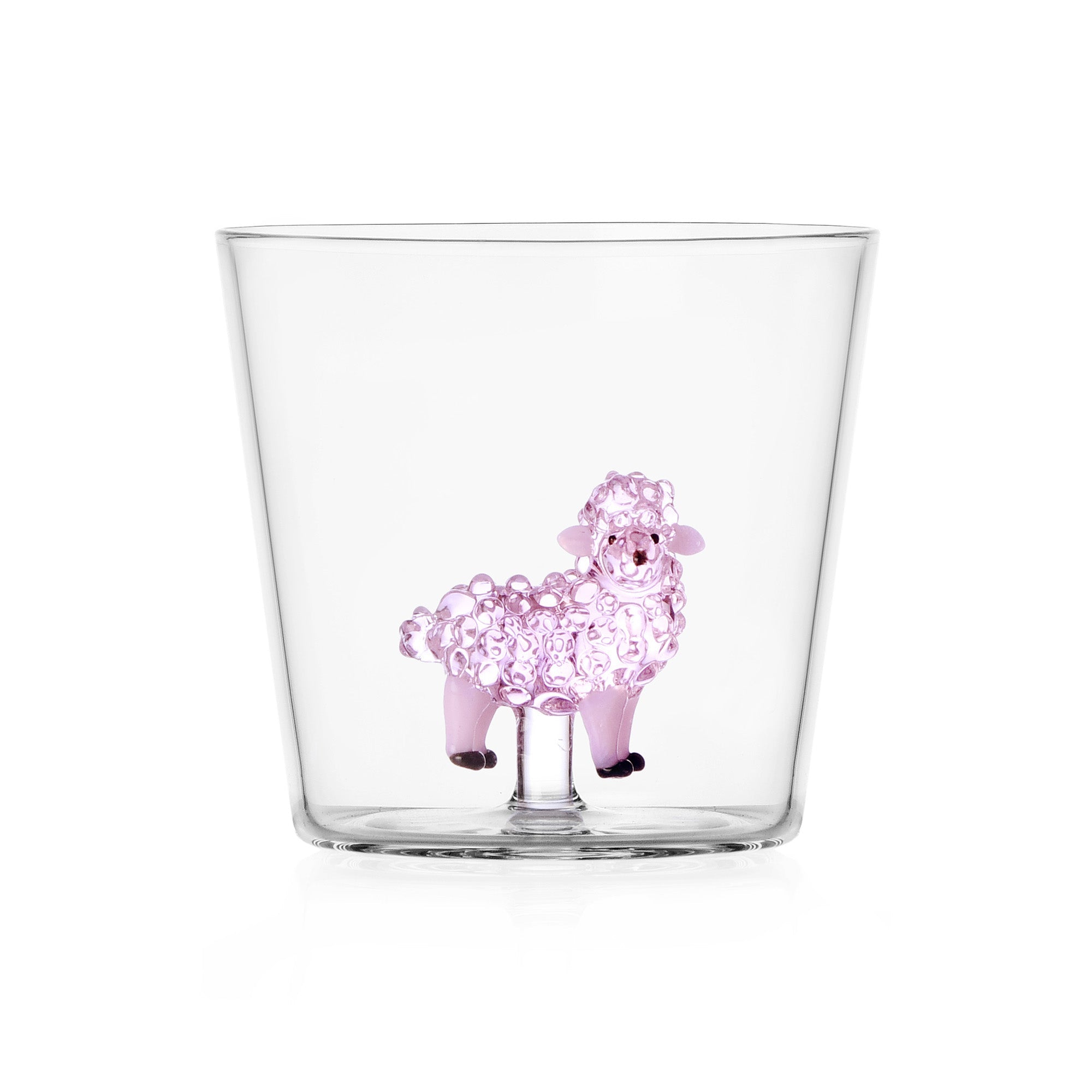 Water glass, 3.1 inches, pink sheep, Animal Farm by Alessandra Baldereschi - ICHENDORF