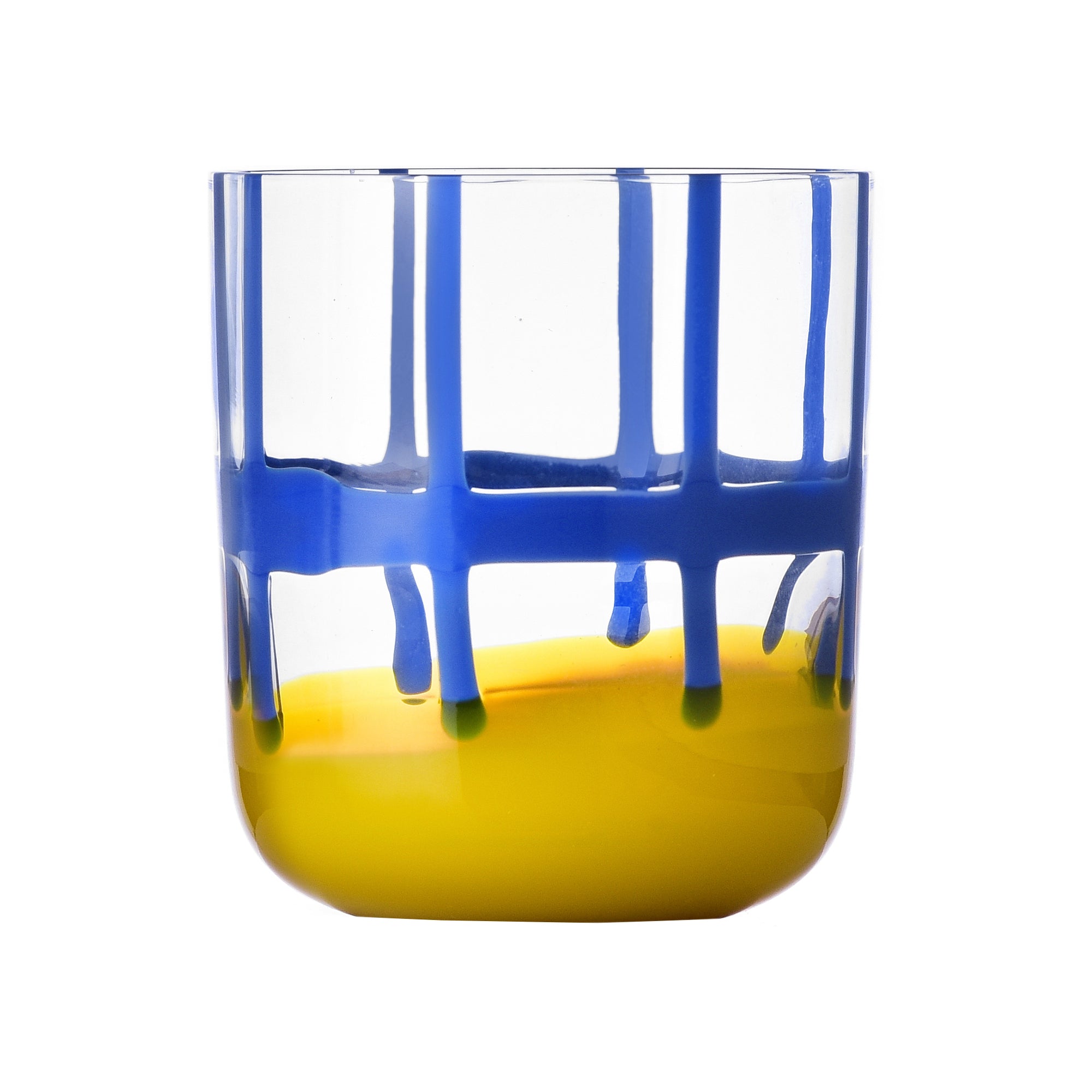 Water glass, 3.5 inches, blue/yellow, Gesti by Margherita Rui - ICHENDORF