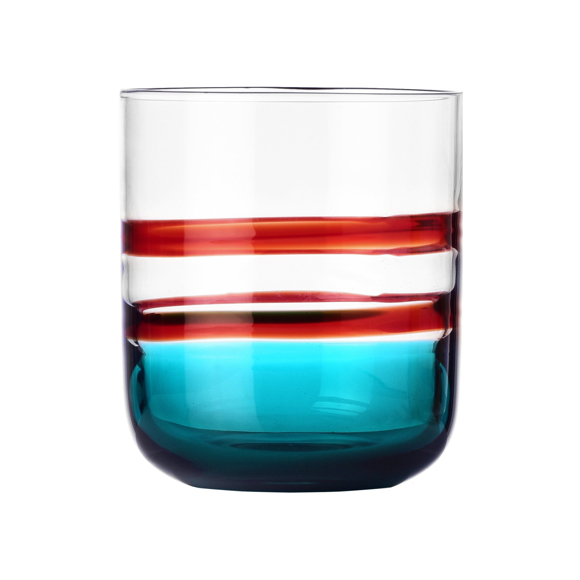 Water glass, 3.5 inches, burgundy/turquoise, Gesti by Margherita Rui - ICHENDORF