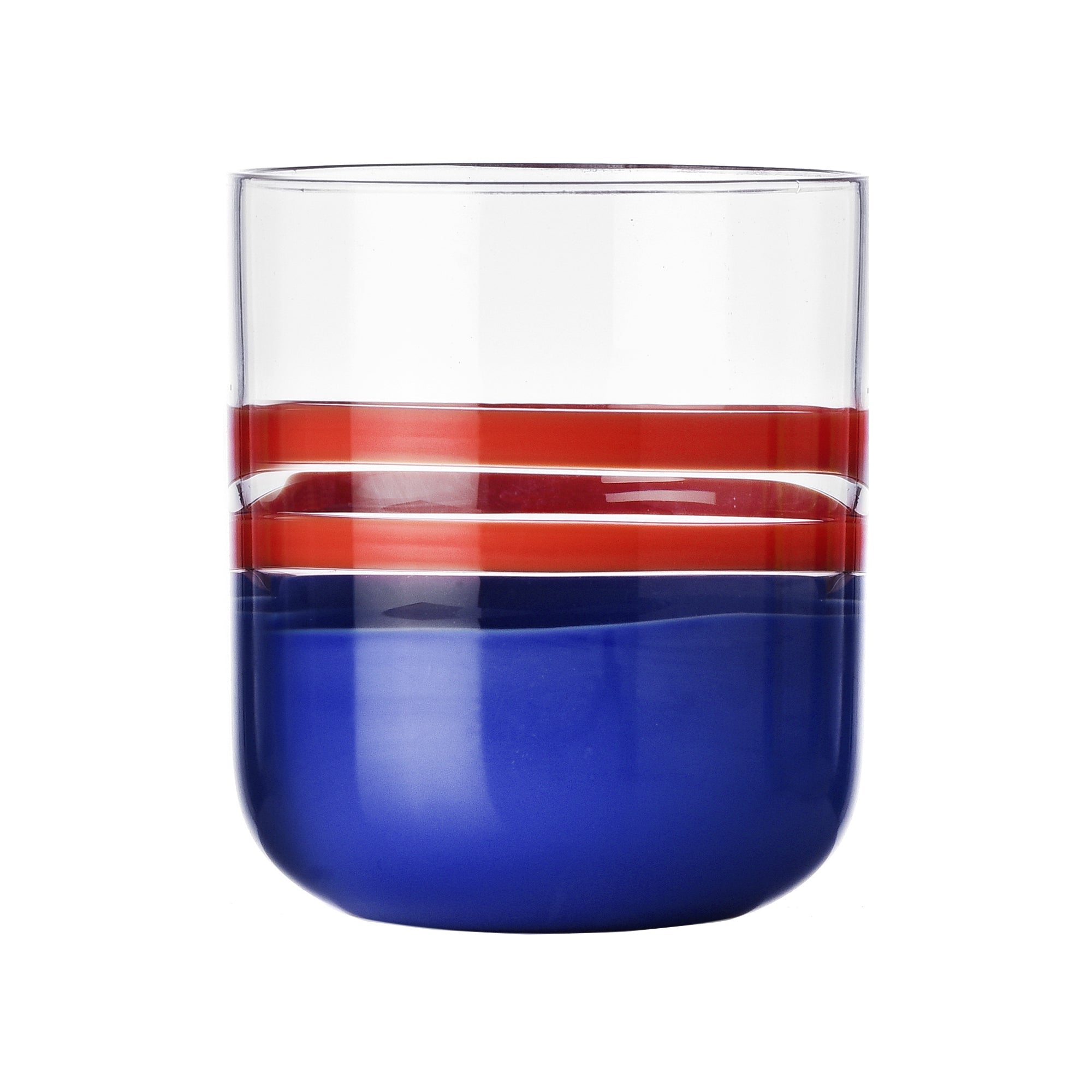 Water glass, 3.5 inches, red/blue, Gesti by Margherita Rui - ICHENDORF