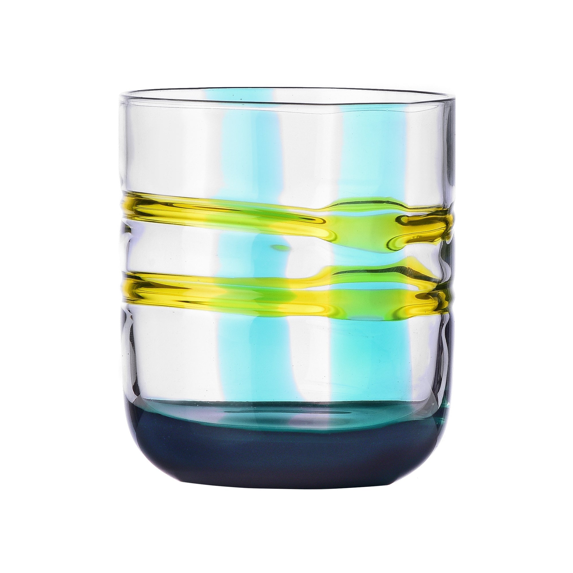 Water glass, 3.5 inches, turquoise/yellow, Gesti by Margherita Rui - ICHENDORF