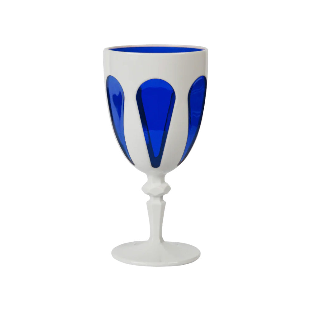 Wine glass, white/blue acrylic, Aqua - BACI MILANO