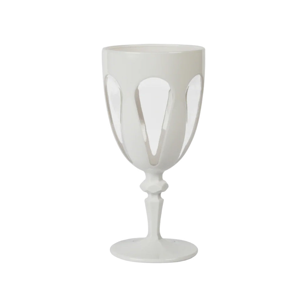 Set of 6 wine glasses, white/transparent acrylic, Aqua - BACI MILANO