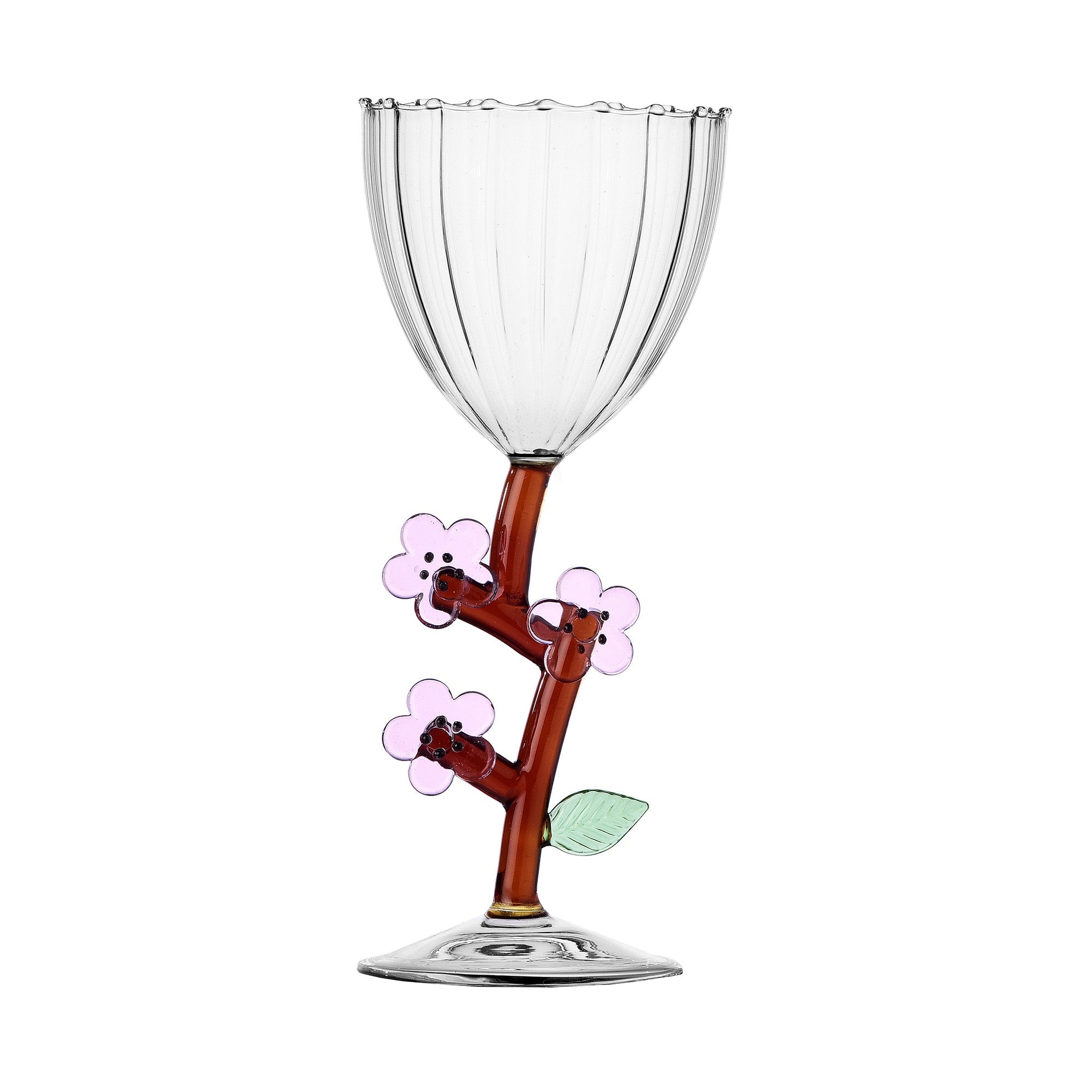 Wine glass, Peach Blossom, Botanica by Alessandra Baldereschi - ICHENDORF