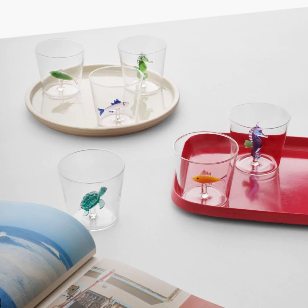Water glass, 3.15 in, amber sardine, Marine Garden by Alessandra Baldereschi - ICHENDORF