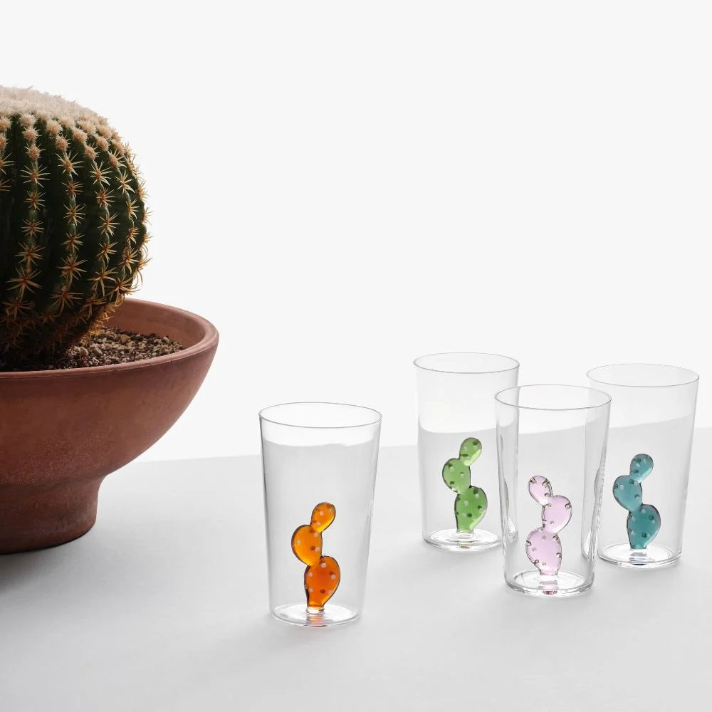 Water glass, 5.12 inches, Cactus Green, Desert Plants by Alessandra Baldereschi - ICHENDORF