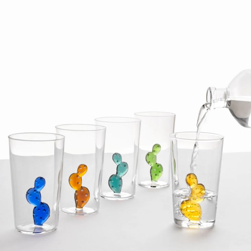 Water glass, 5.12 inches, Cactus Amber, Desert Plants by Alessandra Baldereschi - ICHENDORF