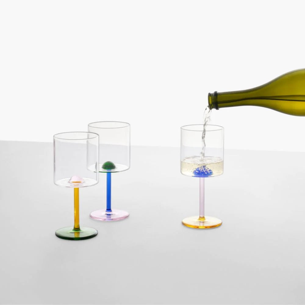 Wine glass, with pink stem, Luna - ICHENDORF