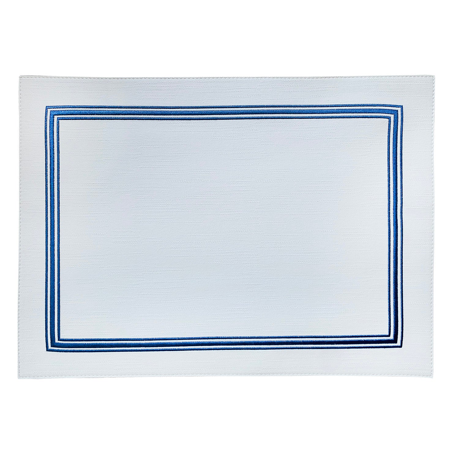 Set of 6 placemats, 17.7x13 in, white/blue, Triple Line - SIMONA'S COLLECTION