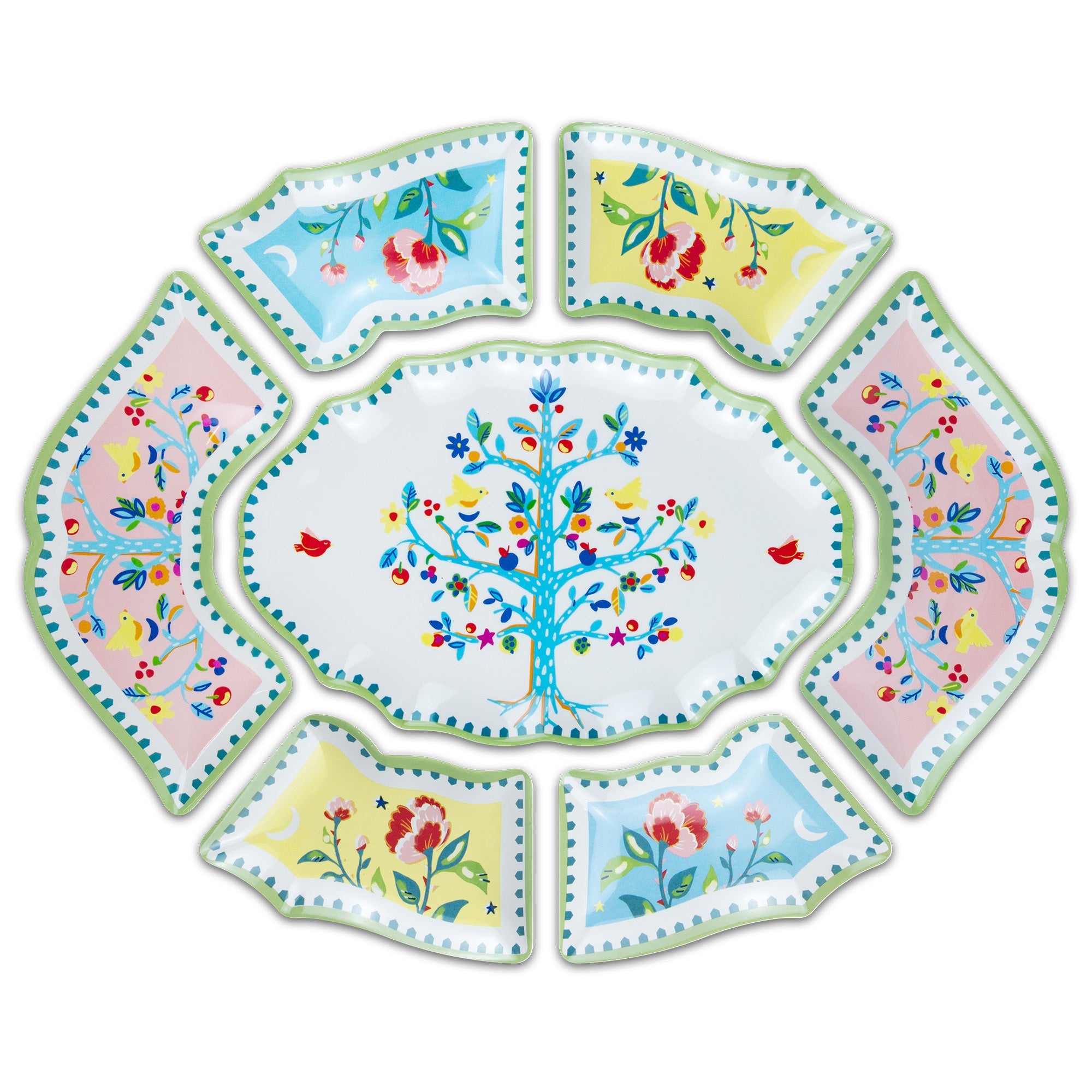 Appetizer platter with 7 pieces, melamine, 23.6x19.7 inches, Mamma Mia - BACI MILANO