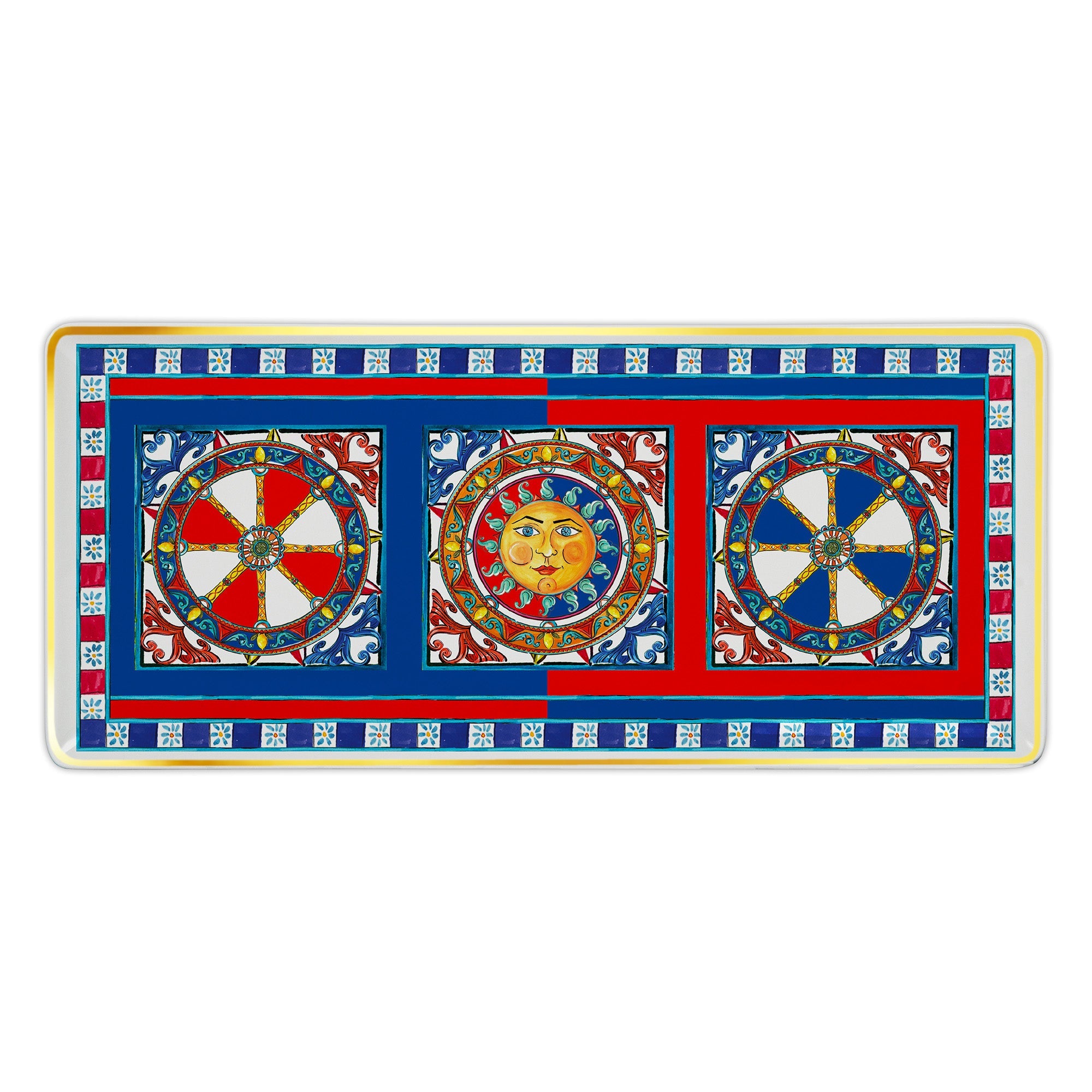 Rectangular platter, porcelain, 11x4.7 inches, Sole Mio - BACI MILANO