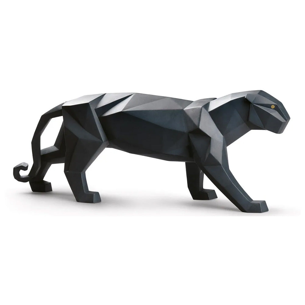 Porcelain sculpture, Panther Matt Black, Origami - LLADRO