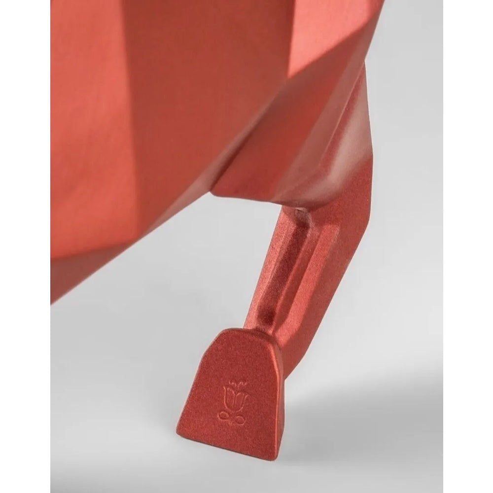 Red porcelain sculpture, Bull, Origami - LLADRO