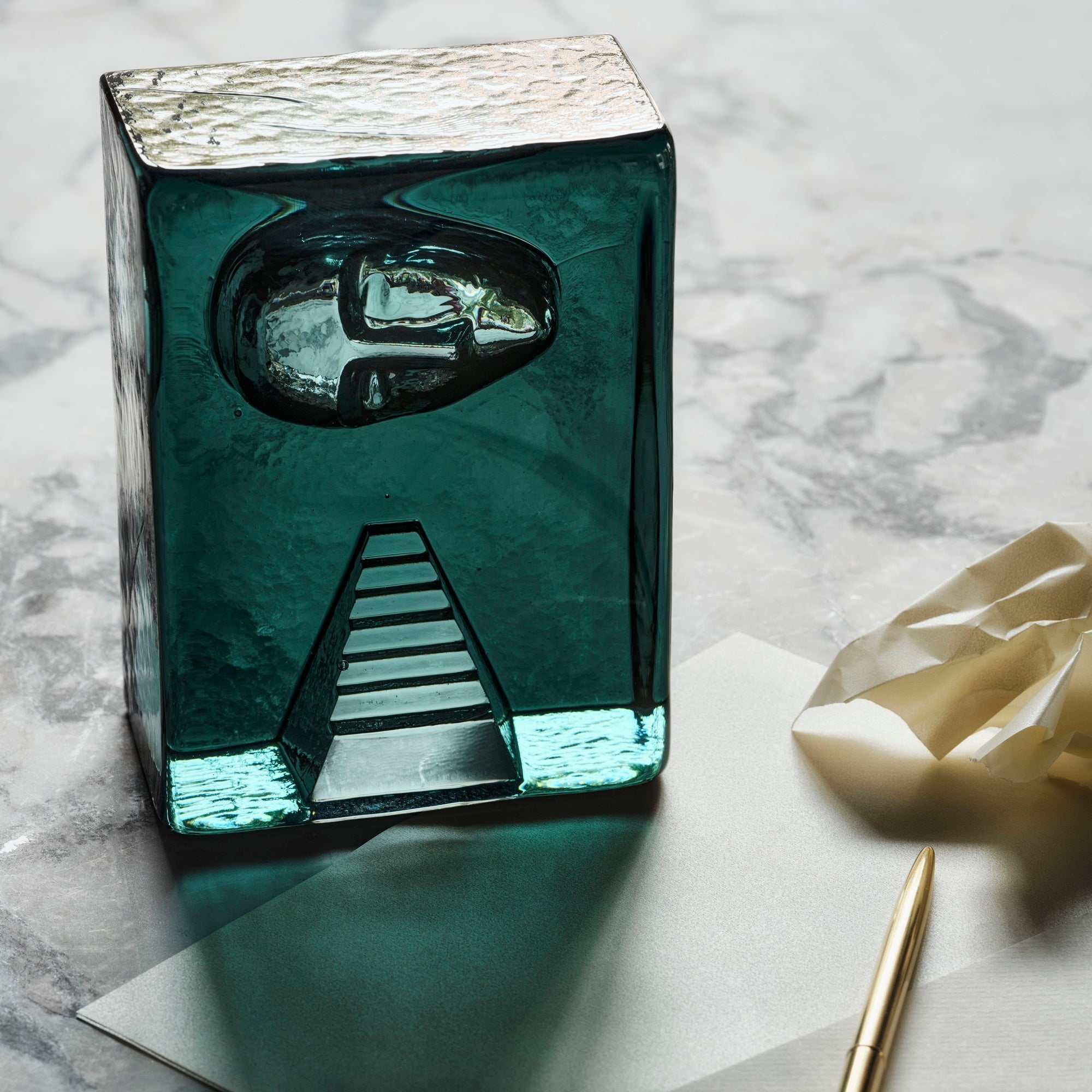 Sculpture Azur Stairs, Petrol Blue by Bertil Vallien - KOSTA BODA