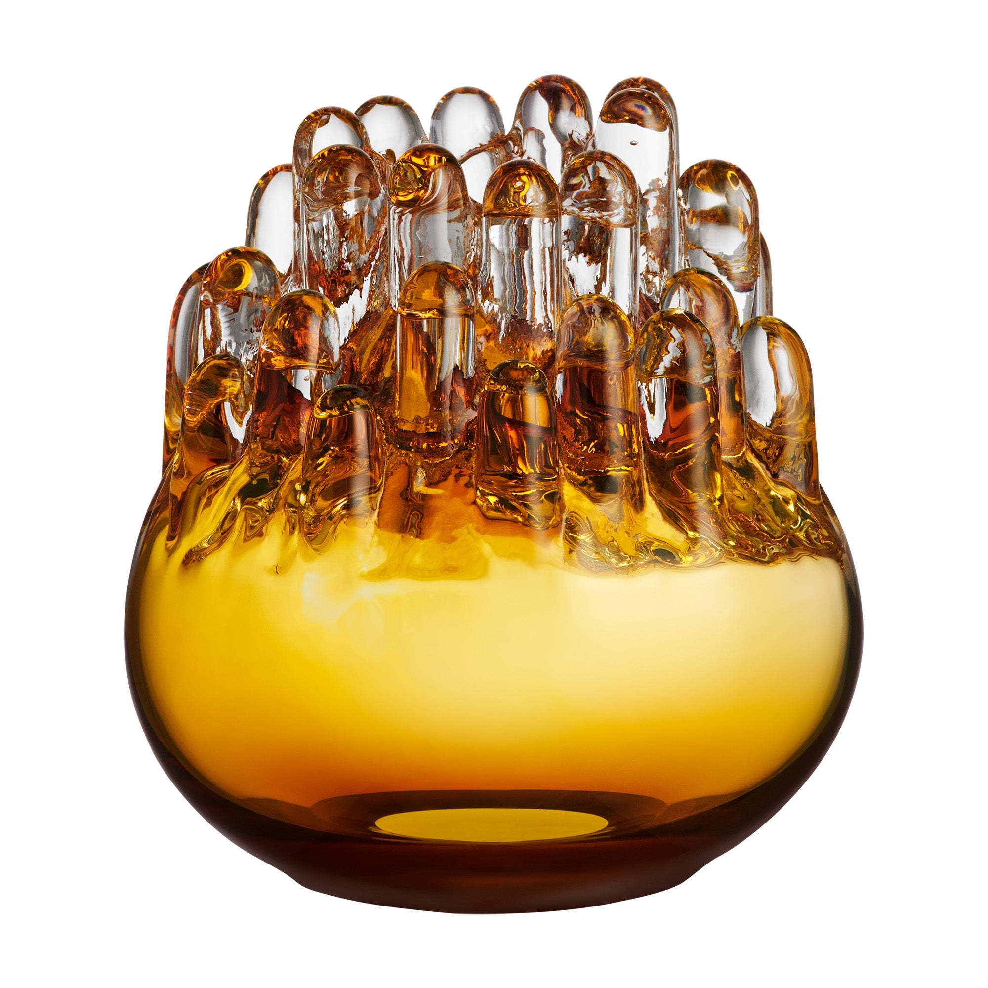 Crystal glass sculpture, Amber, 7.9 inches, Polar Votive by Goran Warff - KOSTA BODA