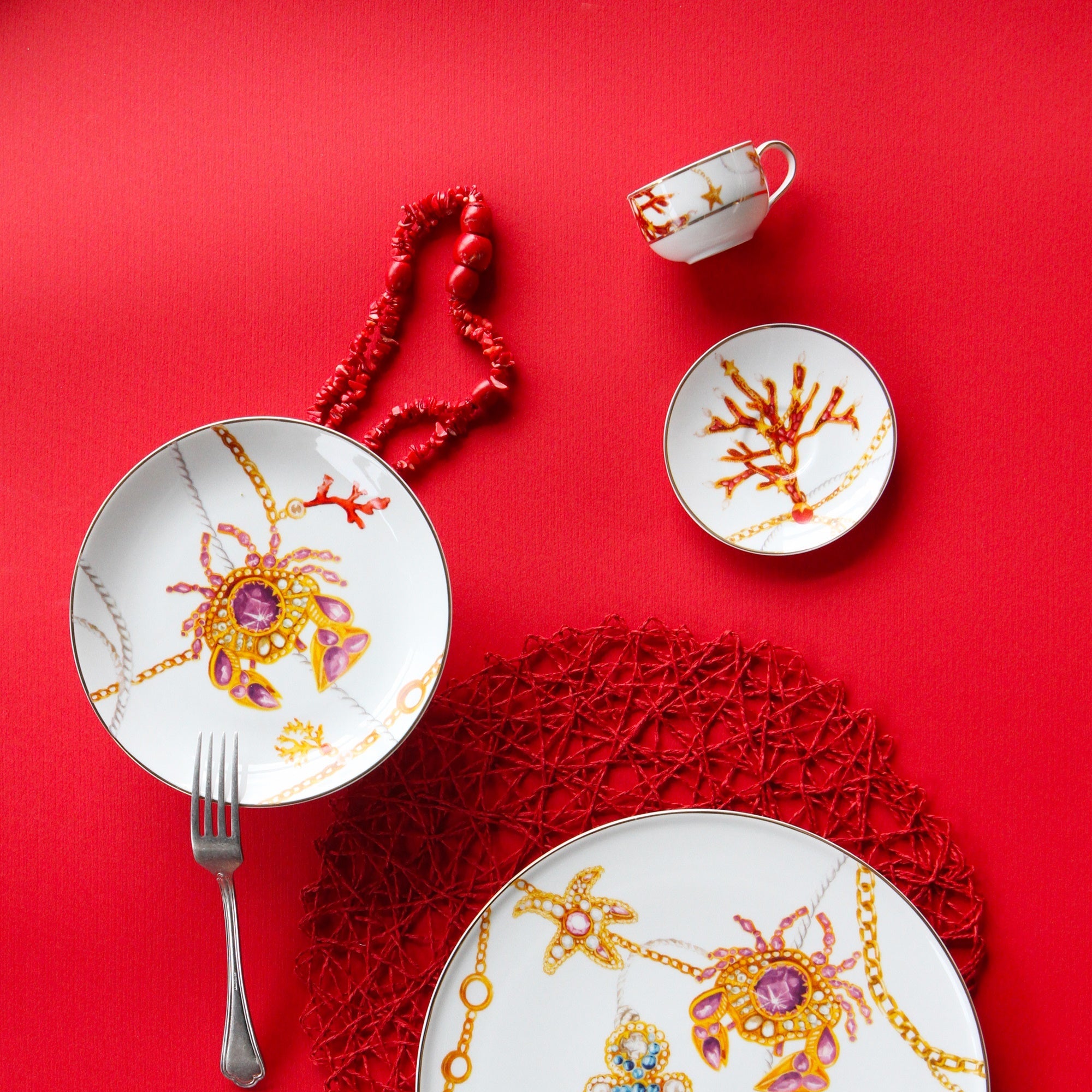 Set of 2 coffee cups and saucers, porcelain, Portofino - BACI MILANO