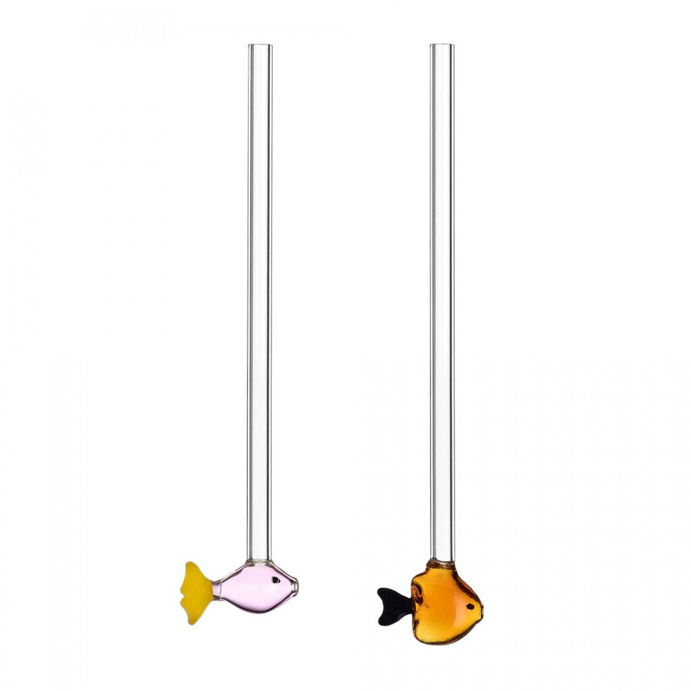 Set of 2 straws, orange and pink fish, Marine Garden by Alessandra Baldereschi - ICHENDORF