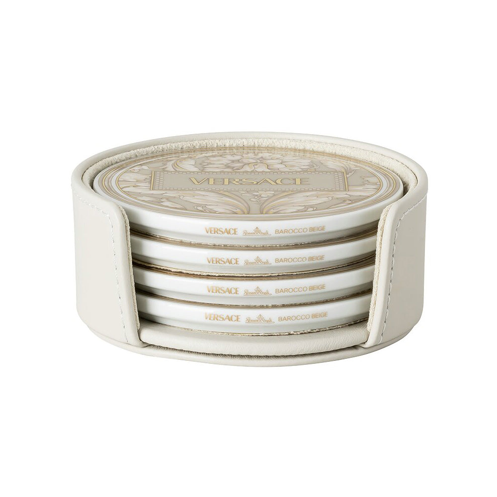 Set of 4 Coasters, Barocco Beige - VERSACE