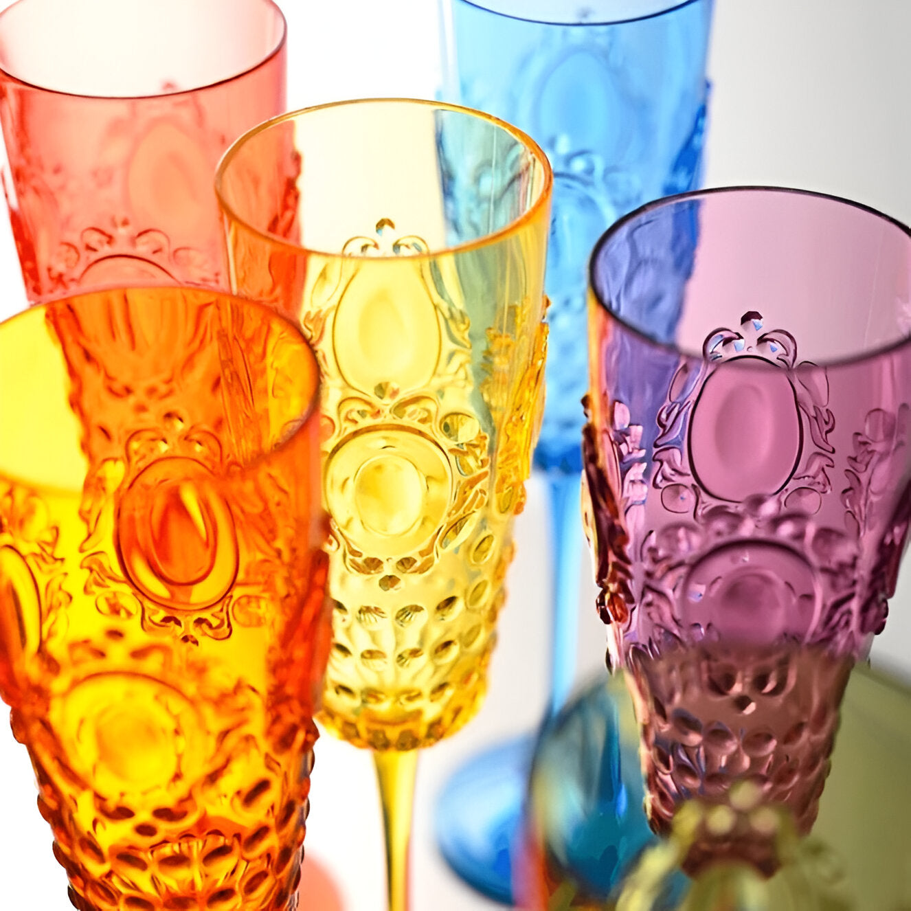 Set of 6 champagne glasses, acrylic, Baroque & Rock Anniversary - BACI MILANO