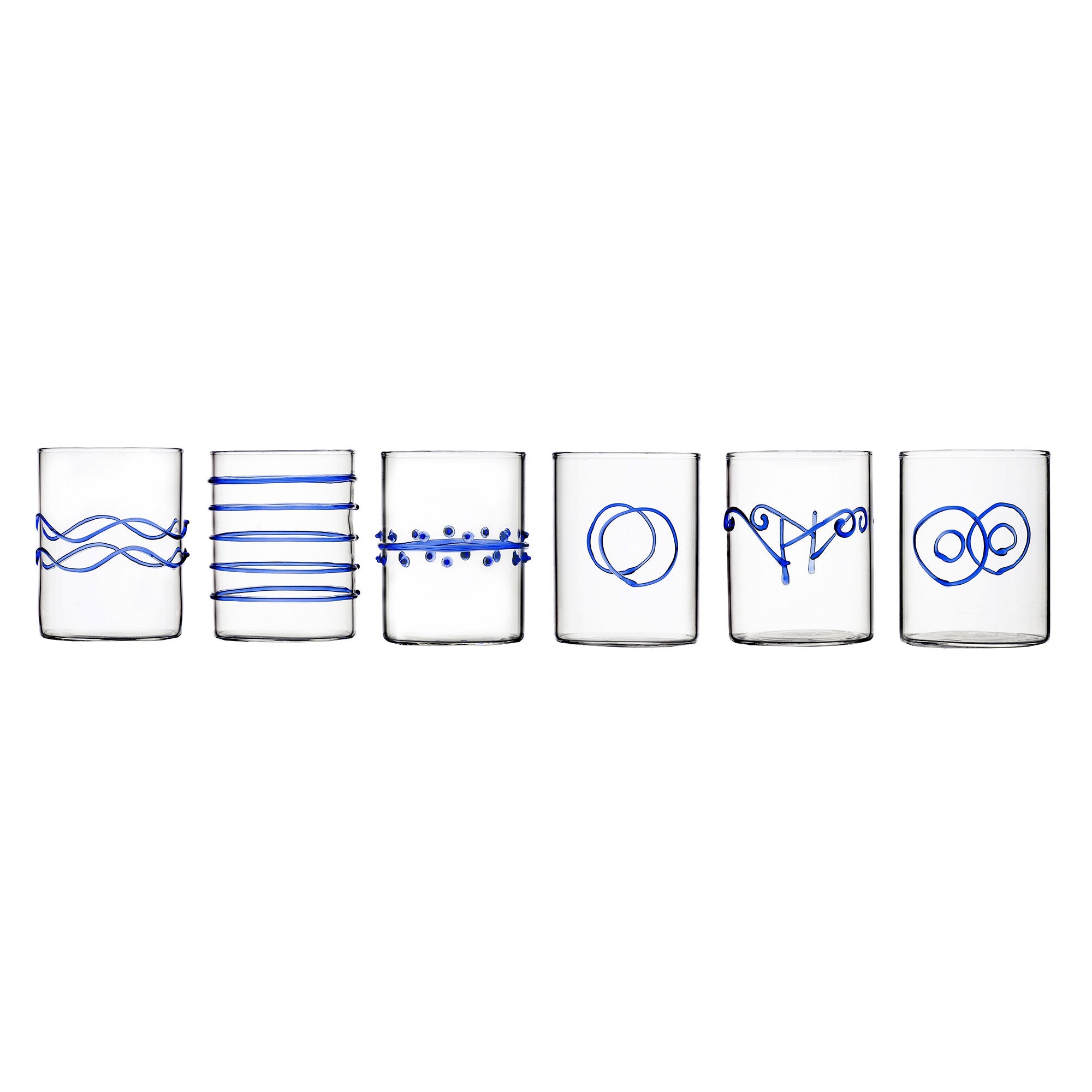 Set of 6 water glasses, 3.5 inches, Deco Blu by Forti e di Loreto - ICHENDORF