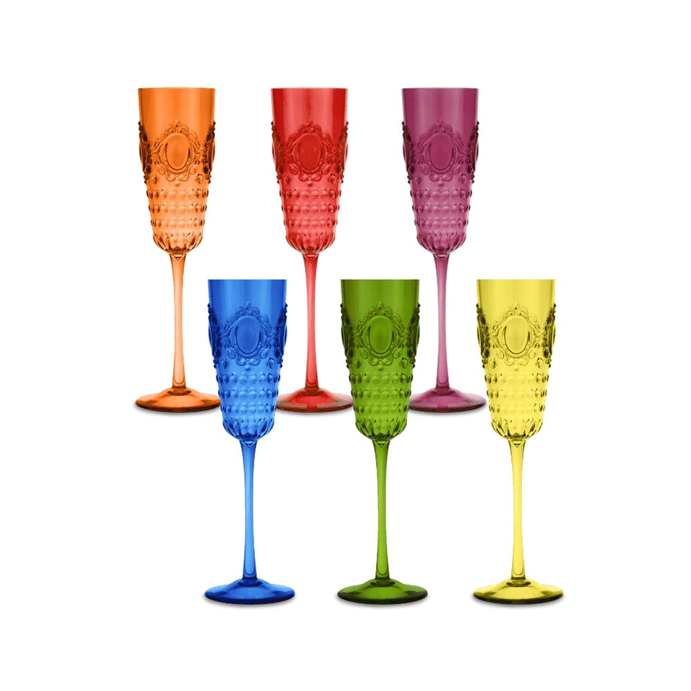 Set of 6 champagne glasses, acrylic, Baroque & Rock Anniversary - BACI MILANO
