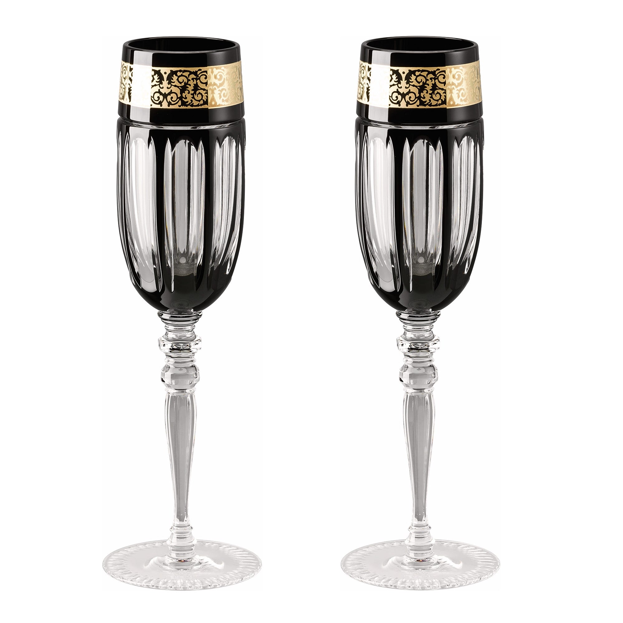 Set of 2 champagne glasses, 6 oz, Prestige Gala Black - VERSACE