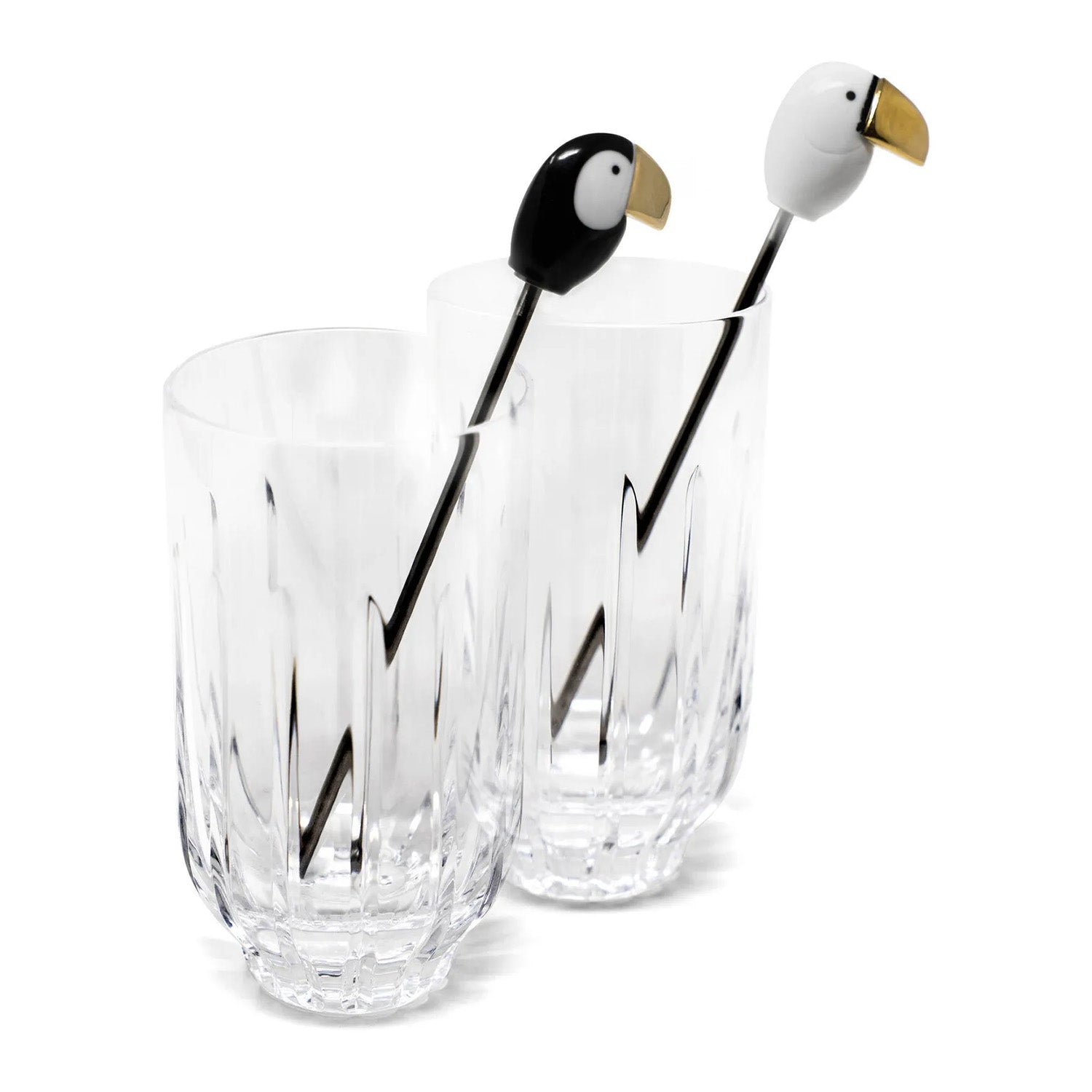 Set of 2 cocktail glasses with 2 stirrers, Toucan - LLADRO